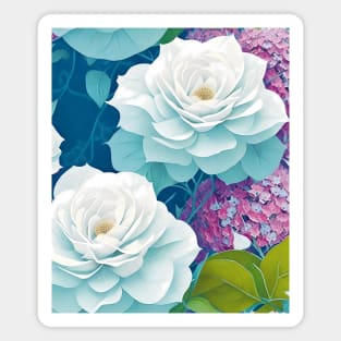 Roses And Hydrangeas Fantasy Magnet